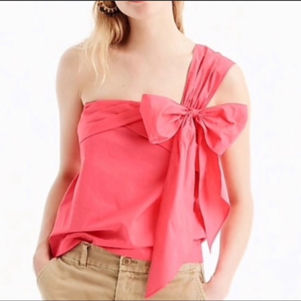 NWT J.Crew Coral/Pink One Shoulder Top M